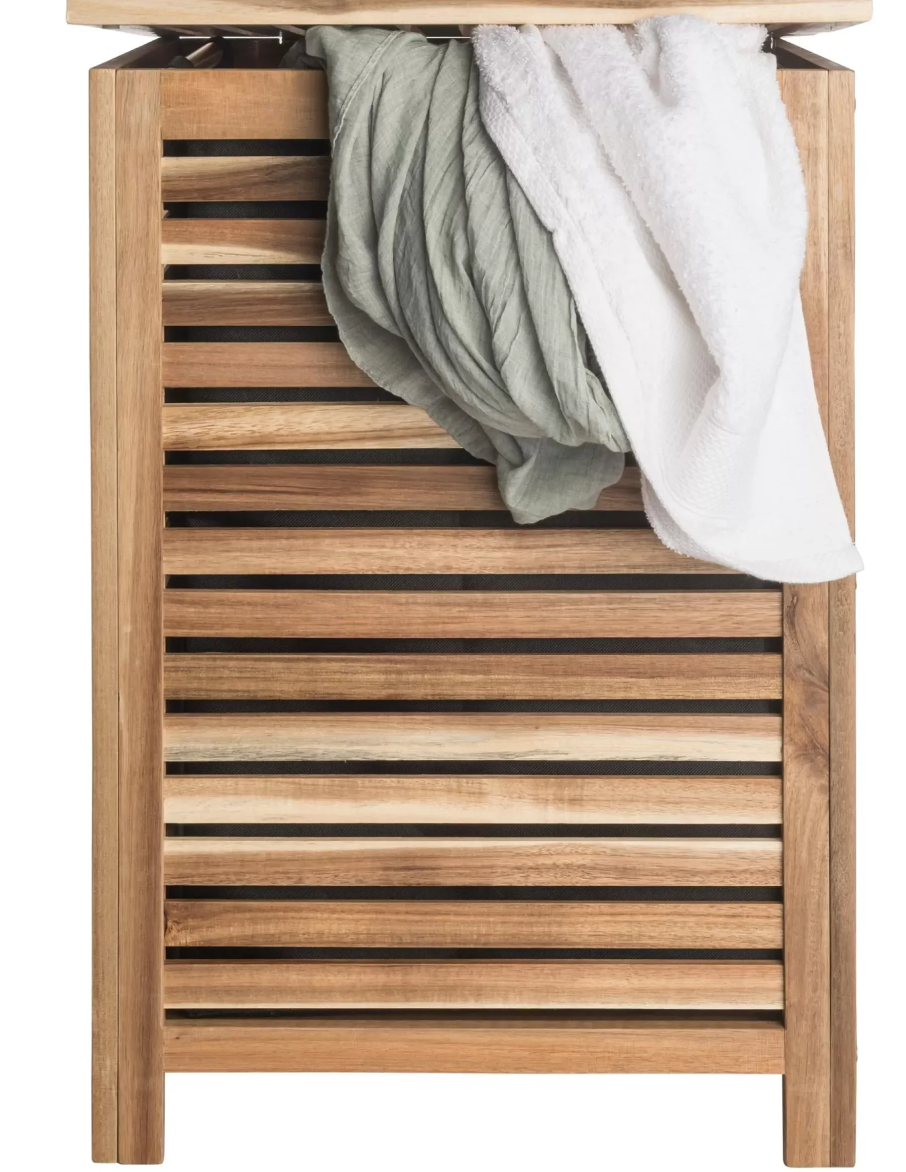 CASA Acacia Cesta Para Colada De Lujo Negro, Natural