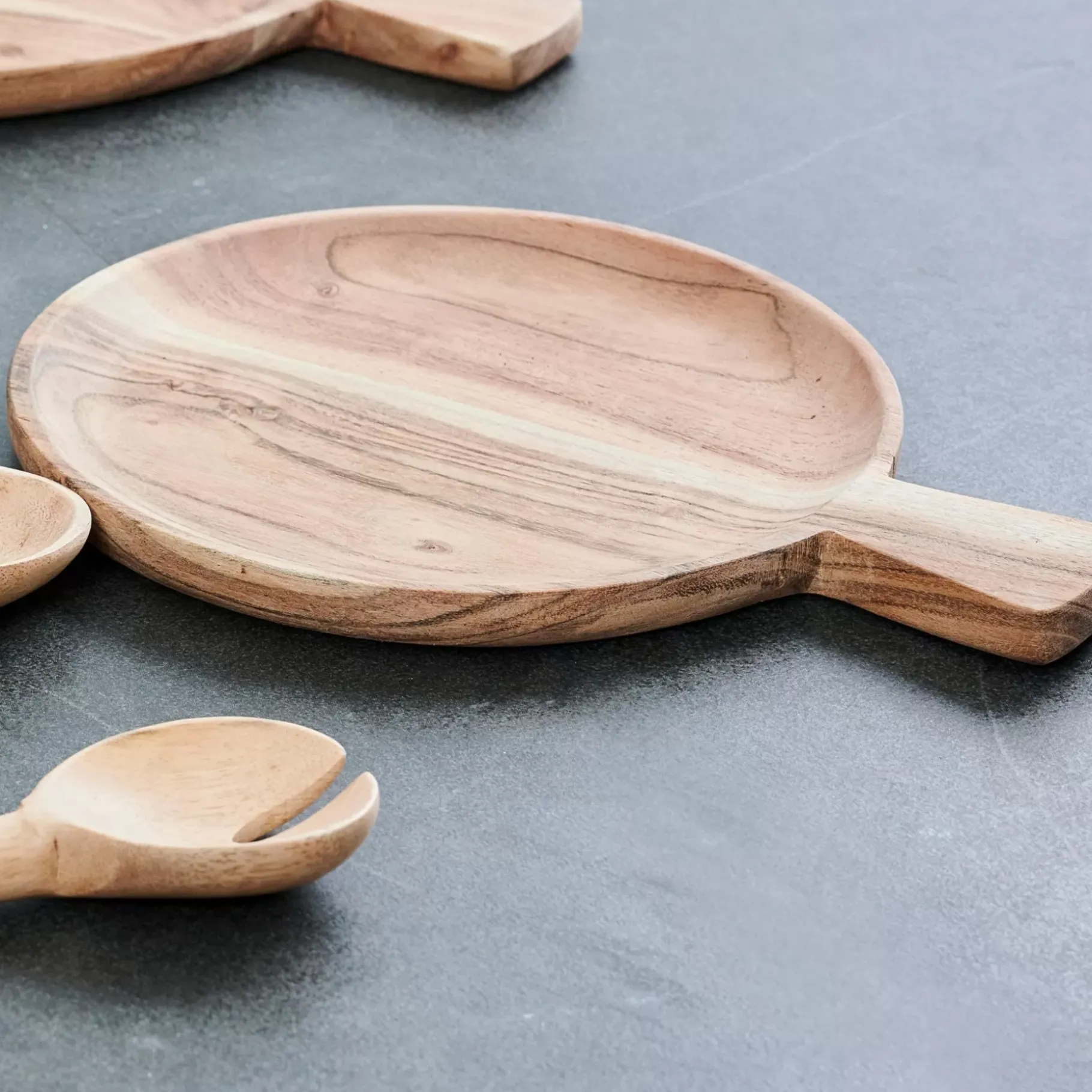 CASA Acacia Chic Plato Con Asa Natural