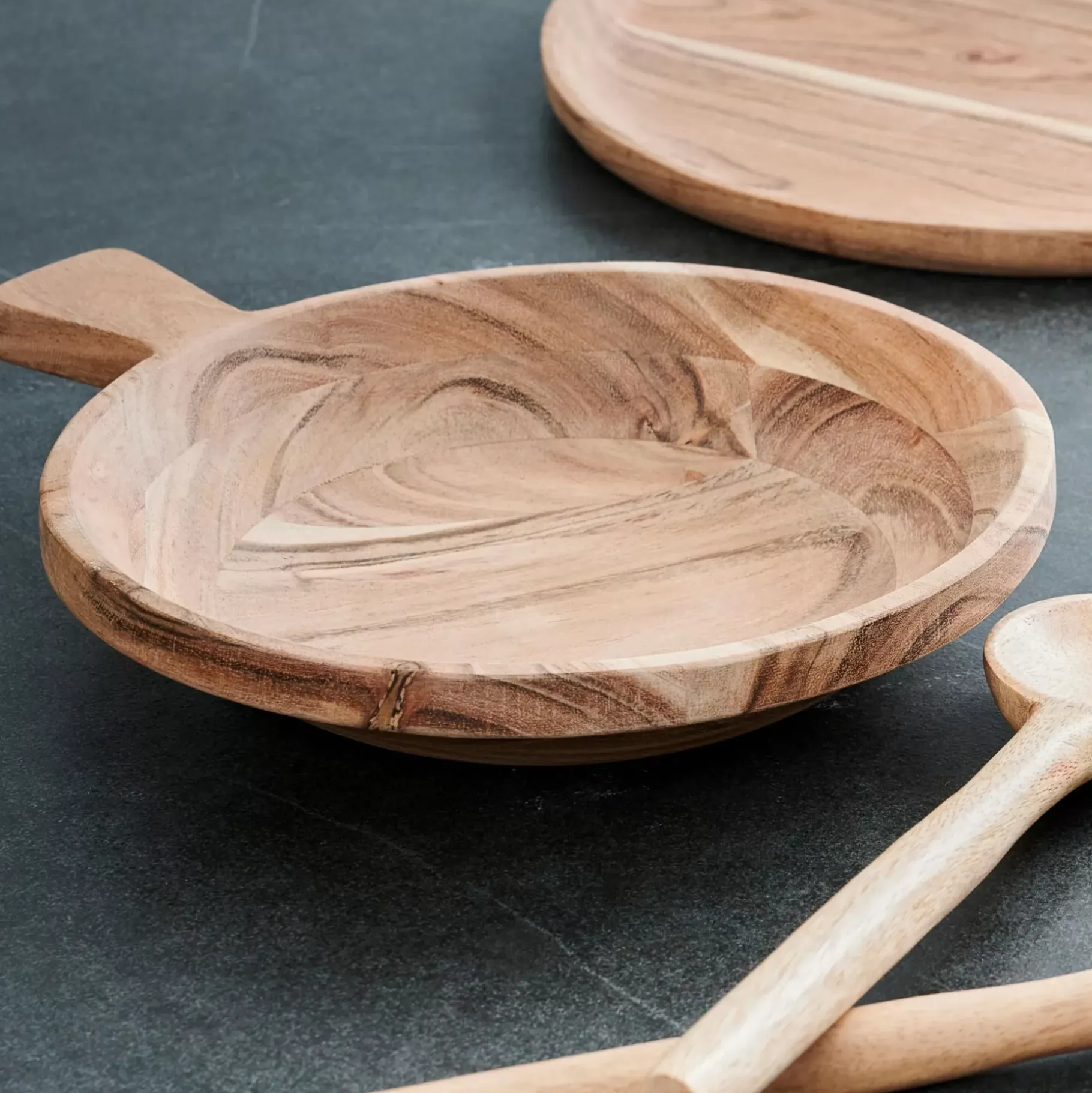 CASA Acacia Chic Plato Hondo Con Asa Natural