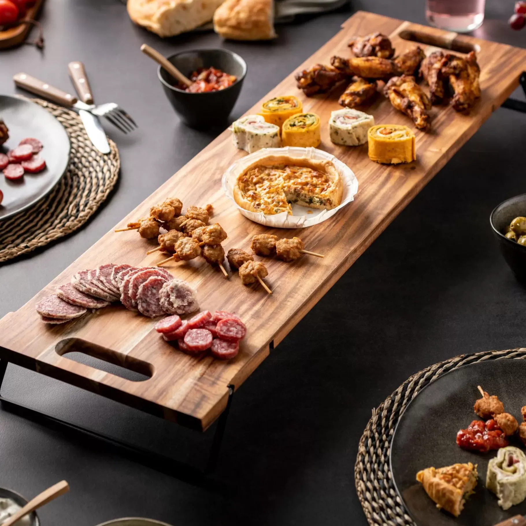 CASA Acacia Lux Tabla Para Servir Negro, Natural