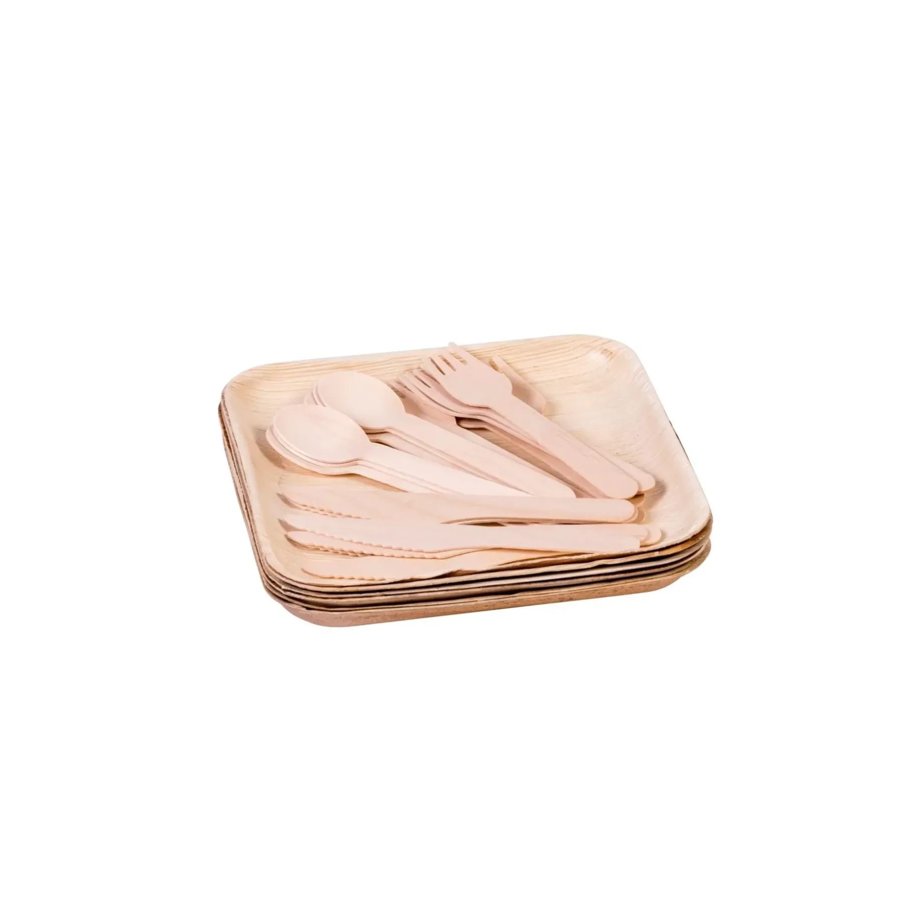 CASA Areca Leaf Platos 6 Unidades Con Cubierto Natural