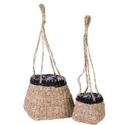 CASA Baku Macetero Colgante Negro, Natural