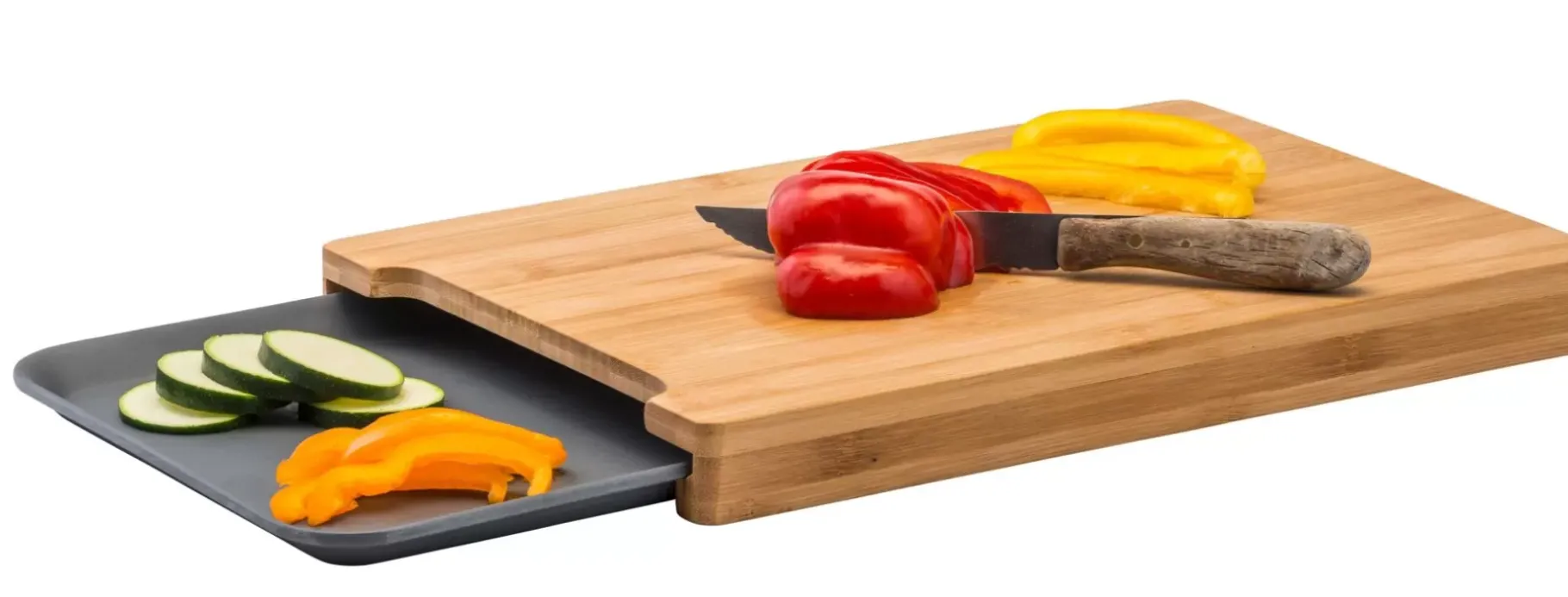 CASA Bamboo Tabla Para Cortar Con Recipiente Gris, Natural