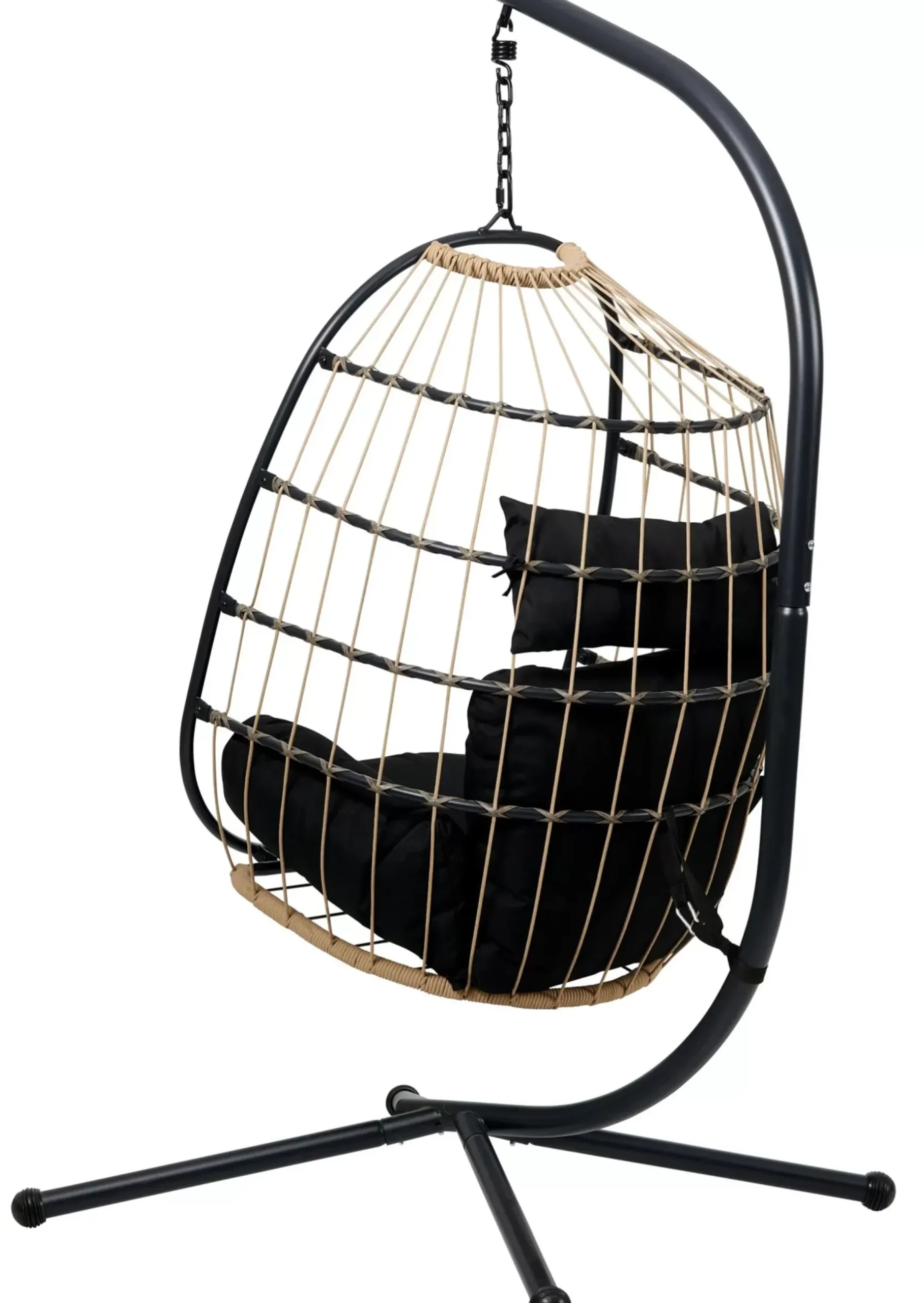 CASA Bazai Silla Colgante Con Soporte Negro