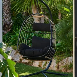 CASA Bazai Silla Colgante Con Soporte Negro