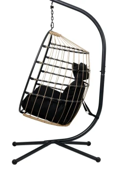 CASA Bazai Silla Colgante Con Soporte Negro