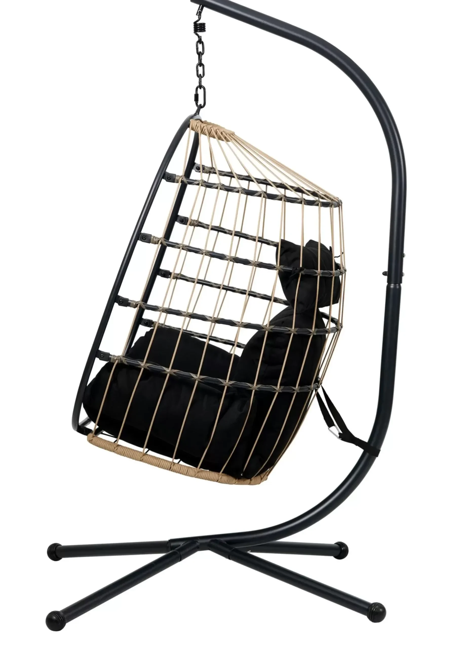 CASA Bazai Silla Colgante Con Soporte Negro