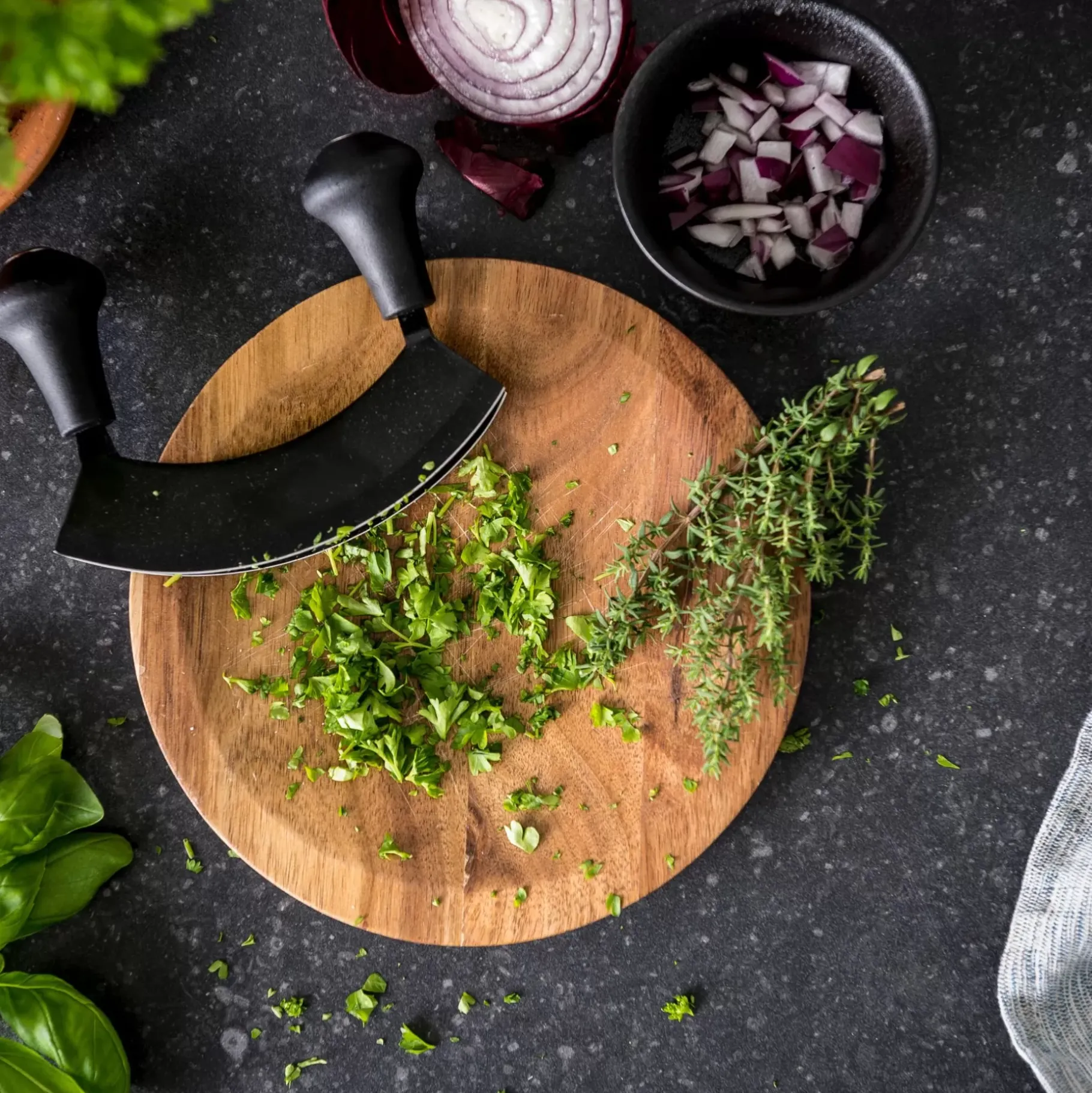 CASA Black Herbo Set Picador Para Hierbas Negro, Natural