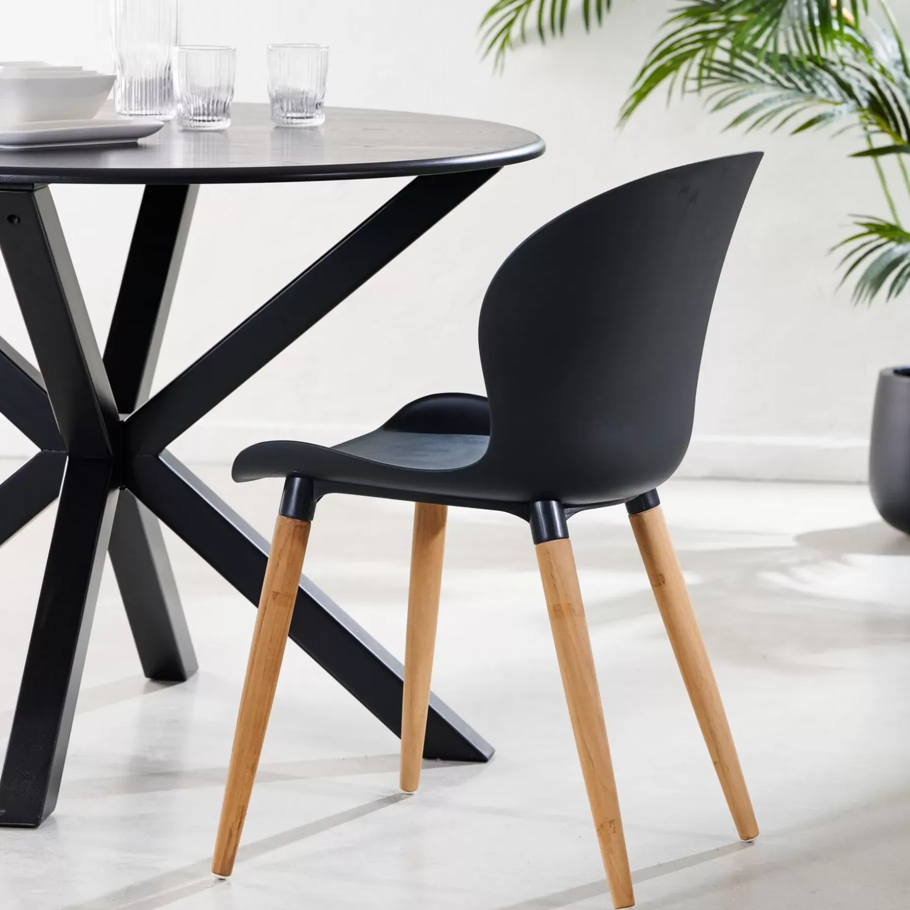 CASA Frida Sillas De Comedor Negro/Natural