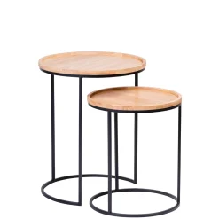 CASA Gom Mesas Auxiliares Juego De 2 Negro, Natural
