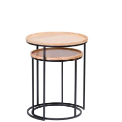 CASA Gom Mesas Auxiliares Juego De 2 Negro, Natural