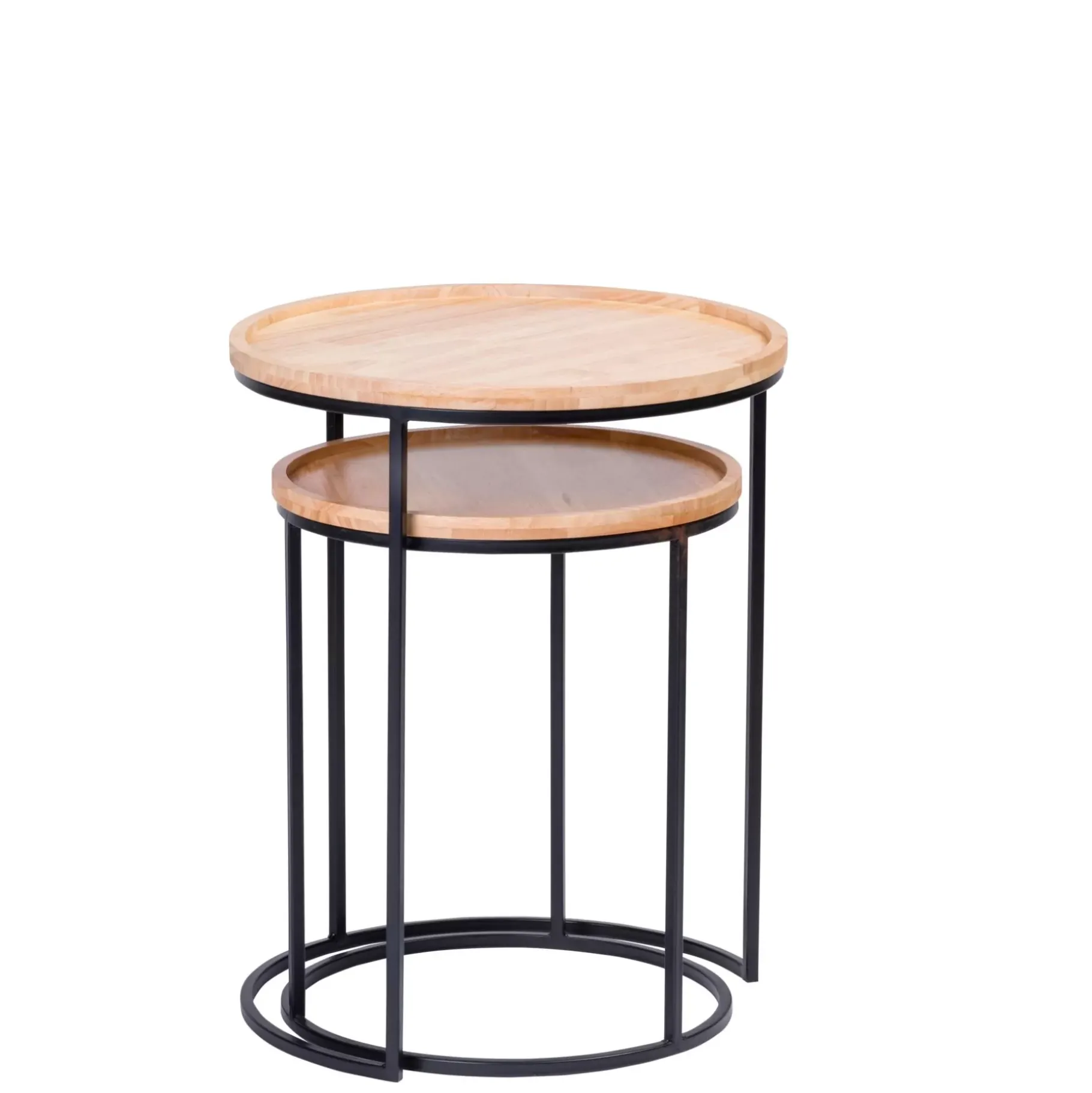CASA Gom Mesas Auxiliares Juego De 2 Negro, Natural