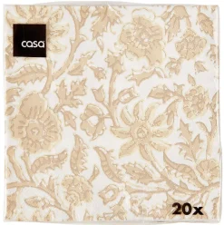 CASA Henna Flower Paquete De 20 Servilletas Rojo, Beis