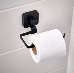 CASA Industria Soporte Papel Higien Con Ventosa Negro
