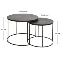 CASA Memphis Mesas Auxiliares Juego De 2 Patas Negro