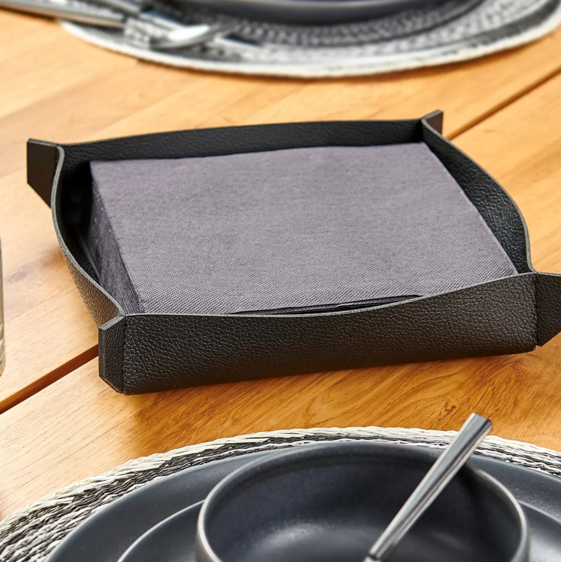 CASA Nappa Servilletero Negro