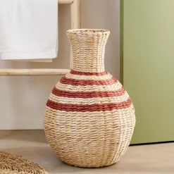 CASA Nepal Florero Marron, Natural, Rojo Oscuro