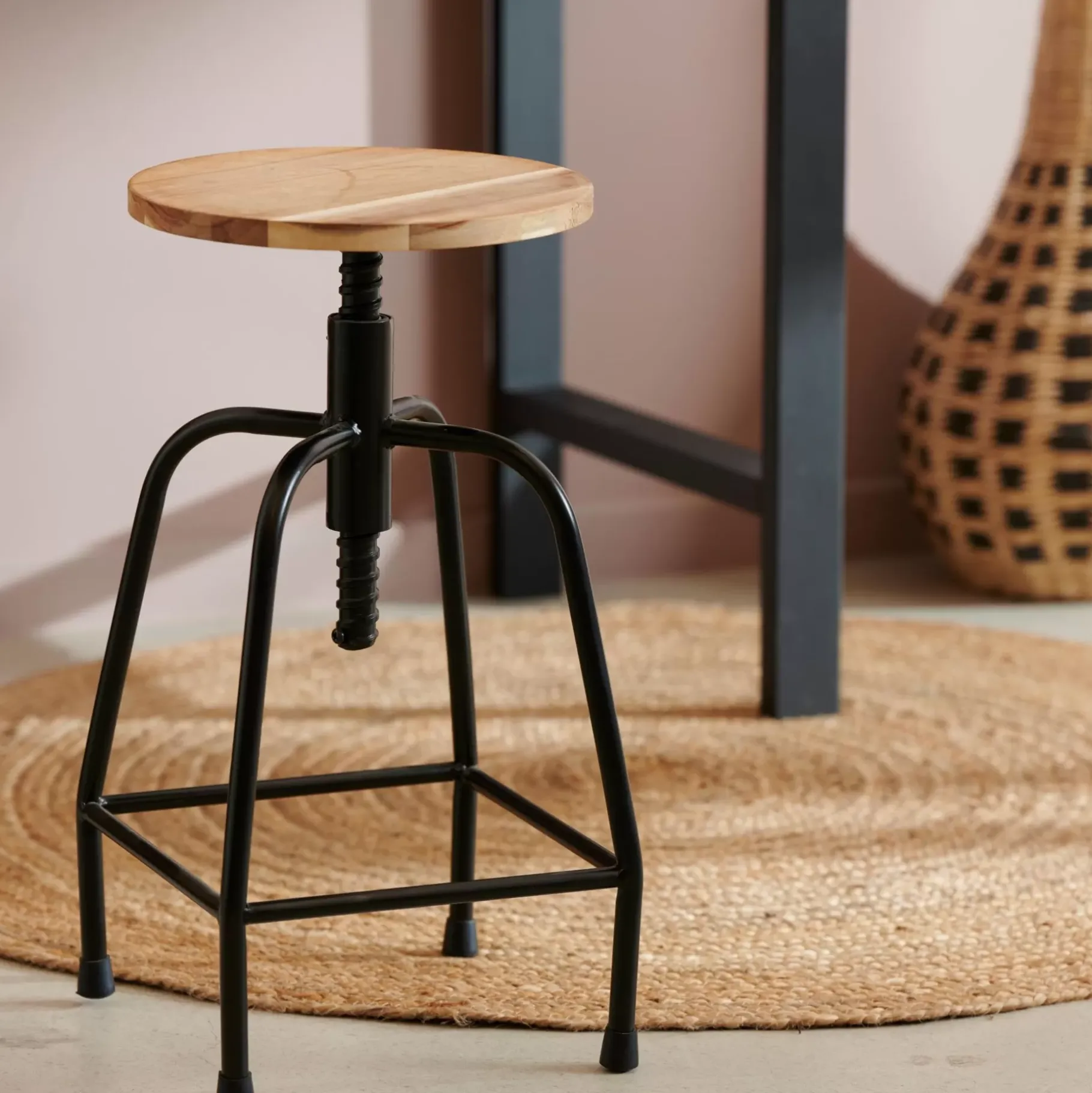 CASA New Bedford Taburete Negro, Natural