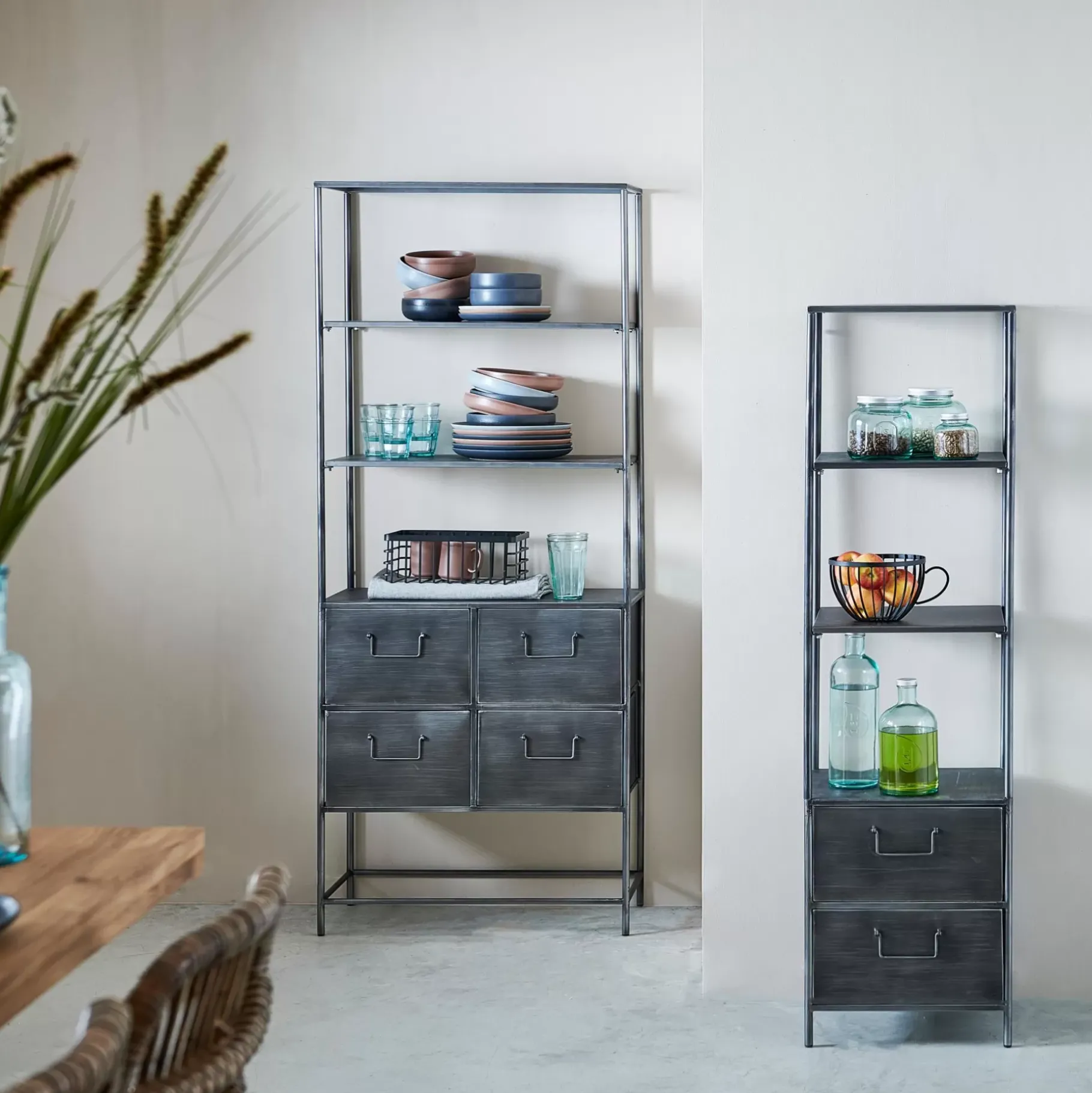 CASA Pharma Estanteria De Pared Con 2 Cajones Negro