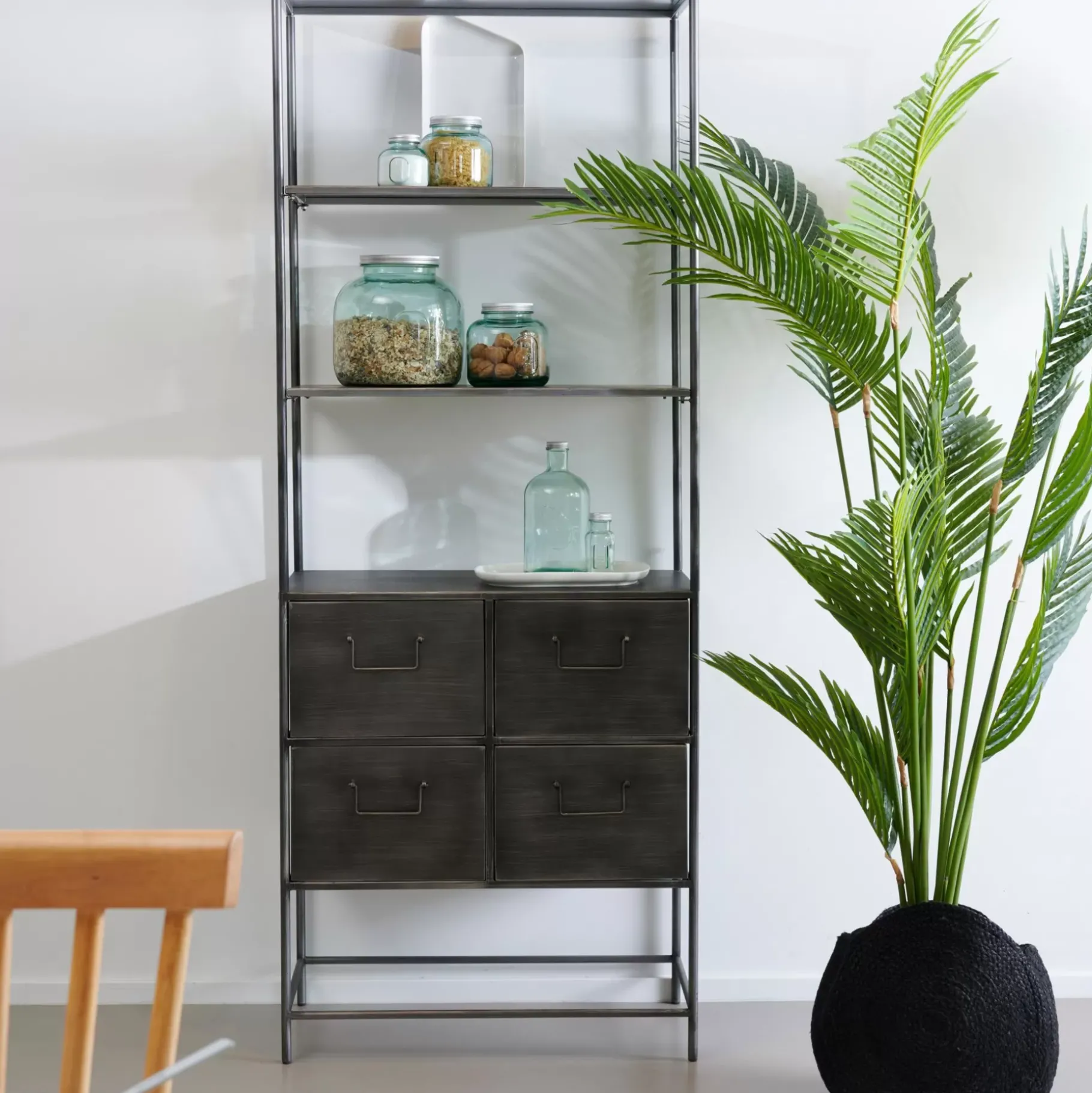 CASA Pharma Estanteria De Pared Con 4 Cajones Negro