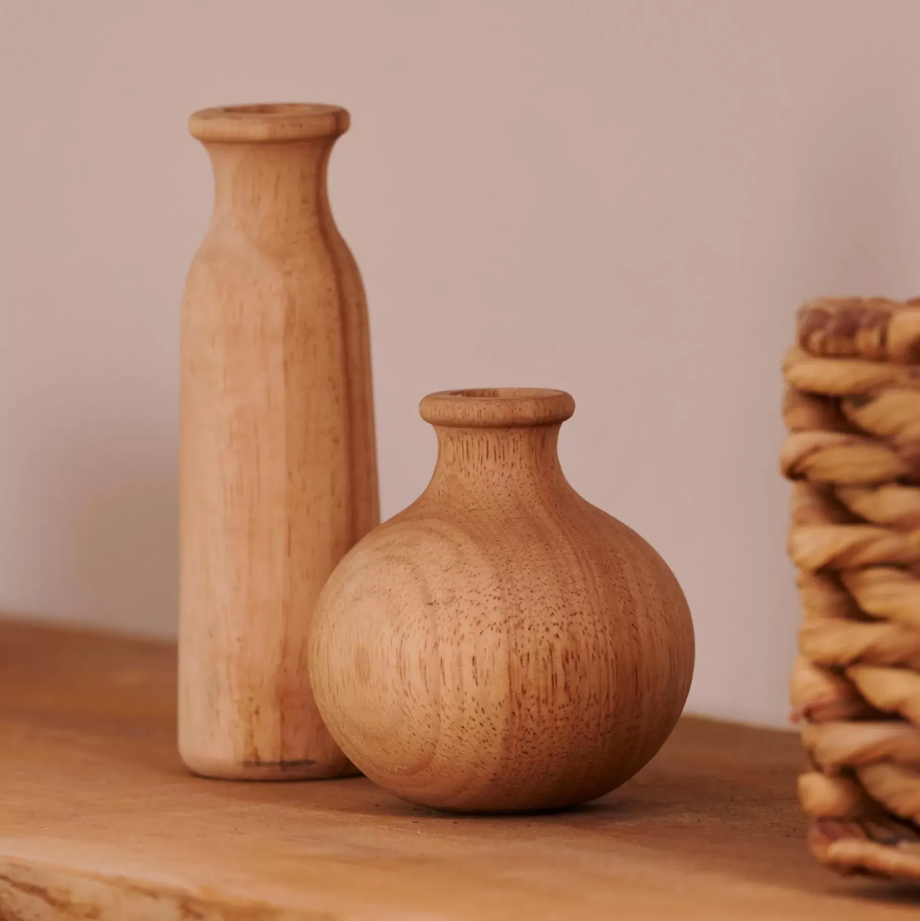 CASA Rubberwood Florero Decorativo Natural