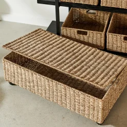 CASA Seagrass Caja De Almacenaje Con Ruedas Natural