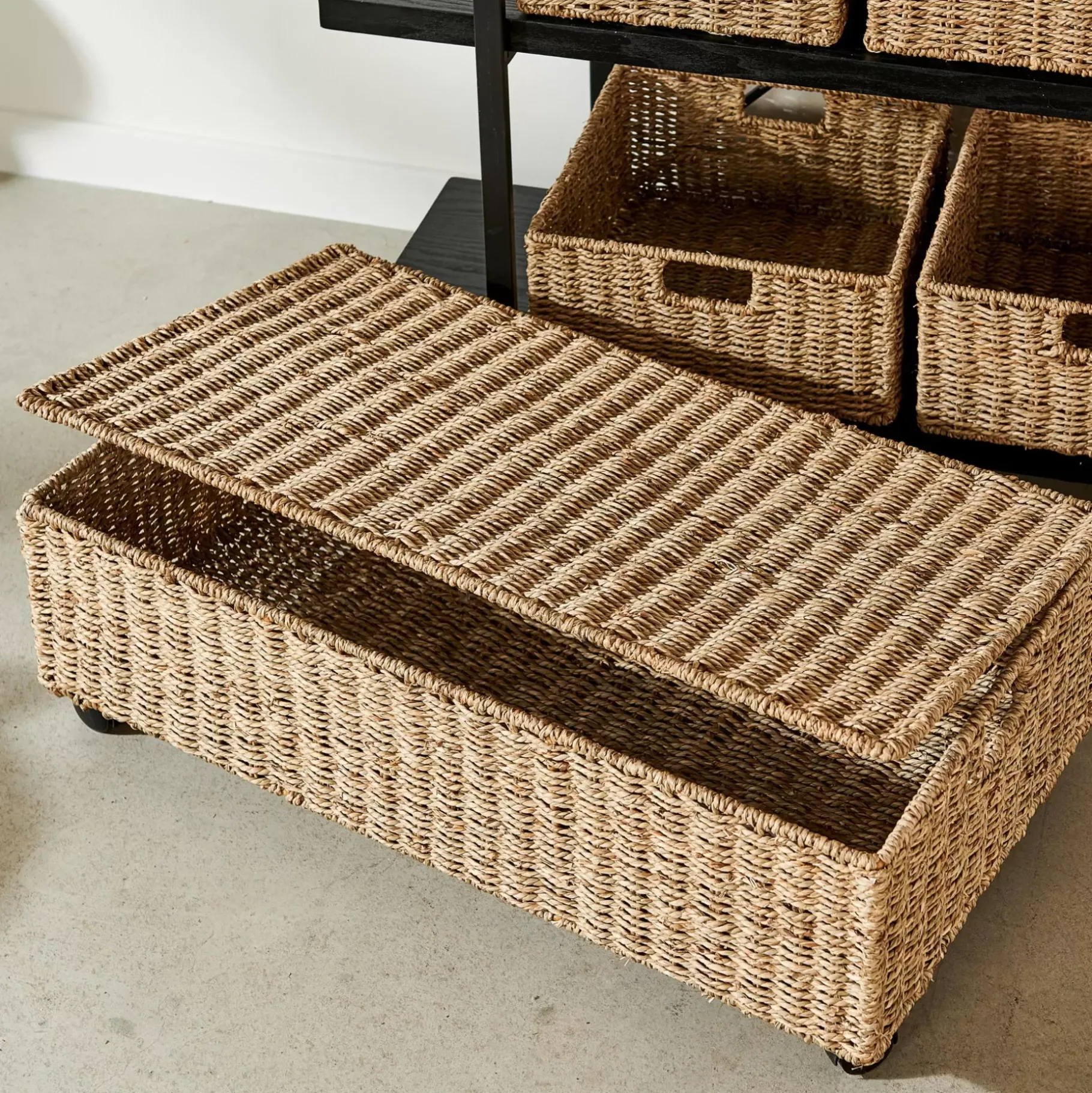 CASA Seagrass Caja De Almacenaje Con Ruedas Natural