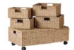 CASA Seagrass Caja De Almacenaje Con Ruedas Natural