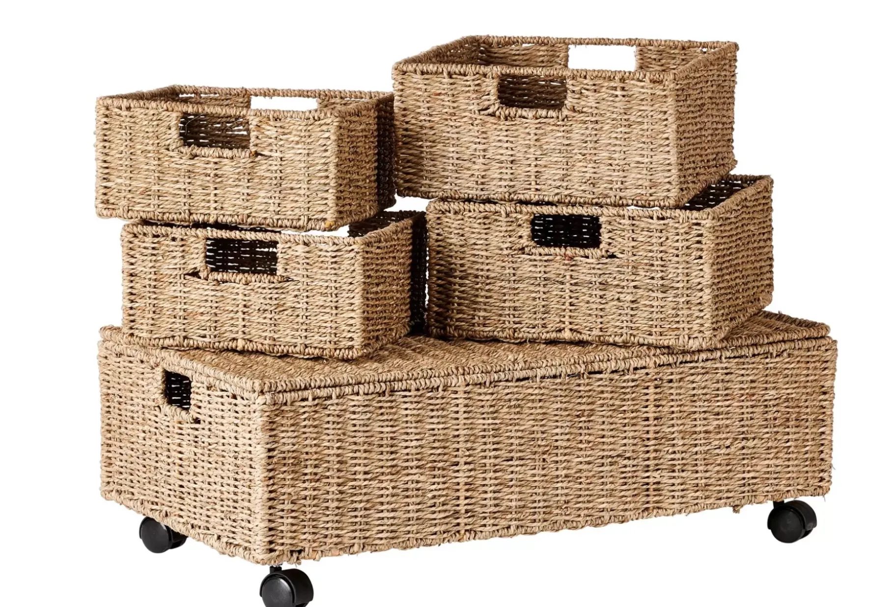 CASA Seagrass Caja De Almacenaje Con Ruedas Natural