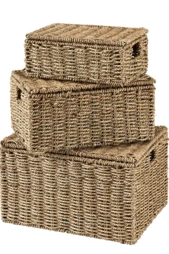 CASA Seagrass Caja De Almacenaje M Con Tapa Natural