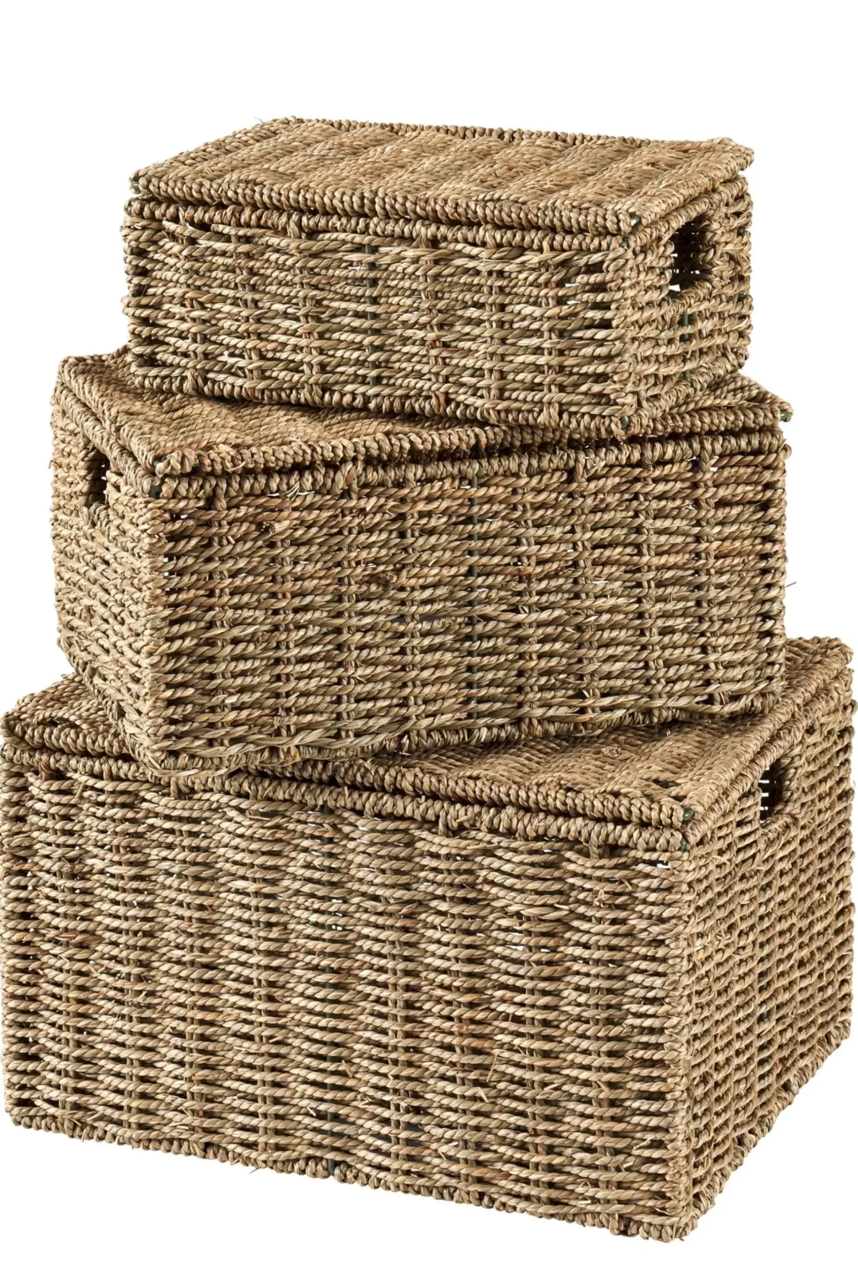 CASA Seagrass Caja De Almacenaje M Con Tapa Natural