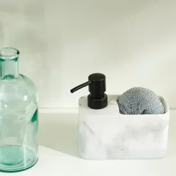 CASA Shadow Dispensador De Jabon Con Esponja Negro, Blanco
