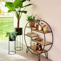 CASA Sirkel Estanteria De Pared Negro, Natural