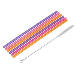 CASA Slurp Pajitas Reutiliz Juego De 6 Mezcla De 3 Colores Naranja, Morado, Rosa