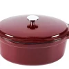 CASA Stew Olla Hierro Fundido Ovalado Rojo Oscuro