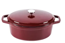 CASA Stew Olla Hierro Fundido Ovalado Rojo Oscuro