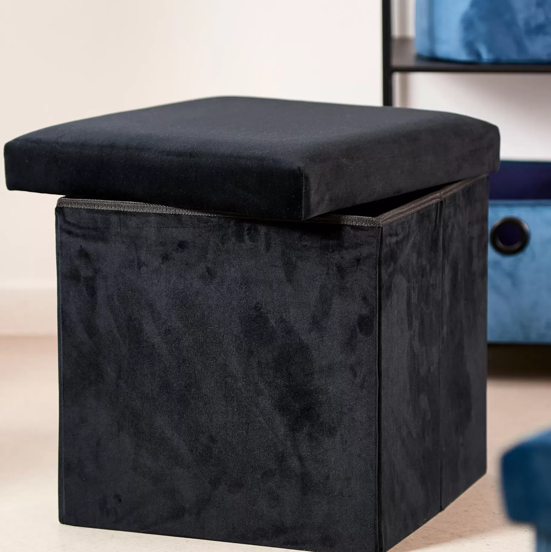 CASA Stor Puf Plegable Funcion Almac. Negro