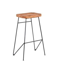 CASA Teak Taburete Bar Negro, Natural