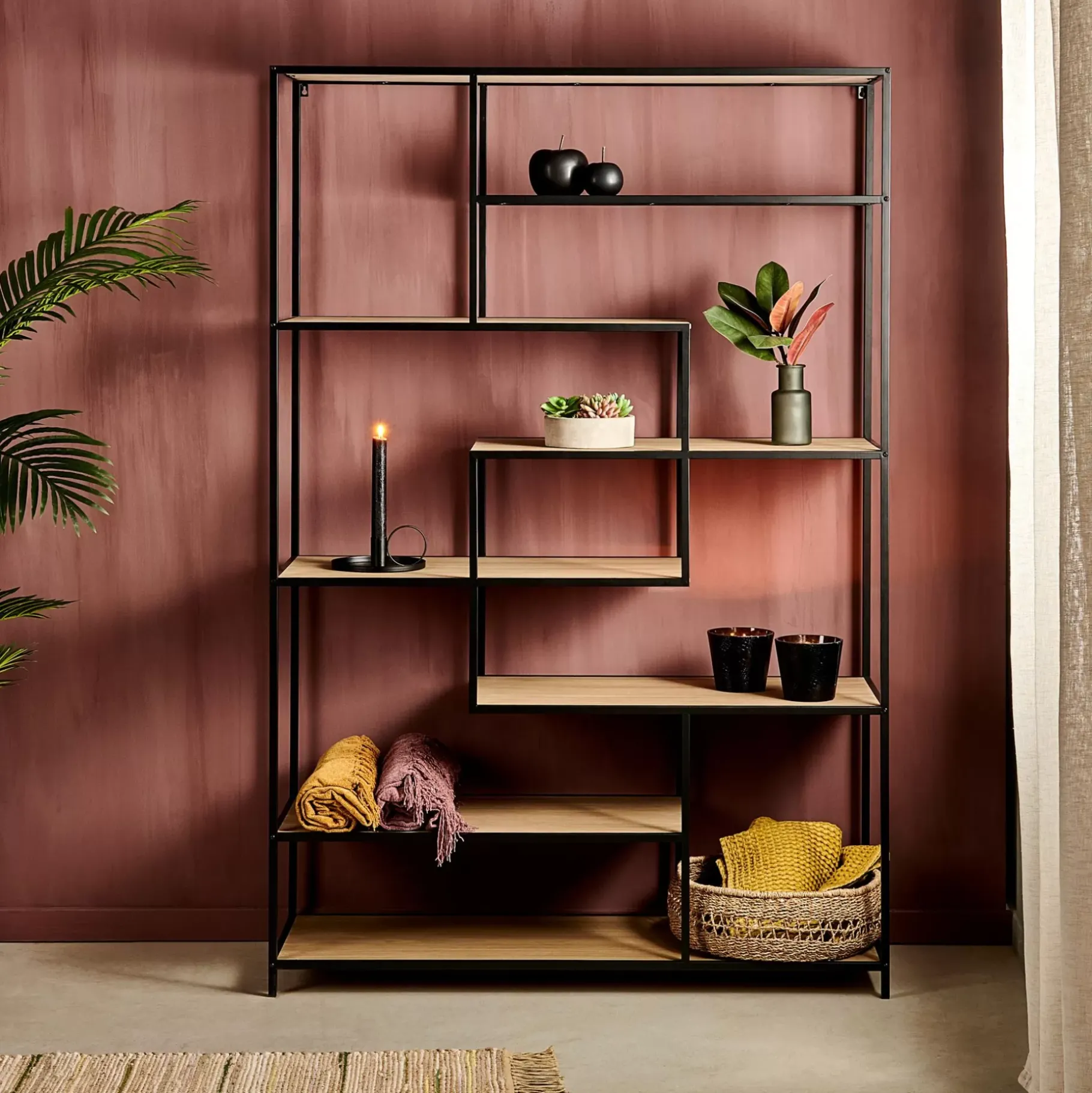 CASA Trapp Estanteria De Pared Negro